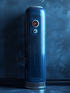 墙壁前的蓝色电暖器背景图片