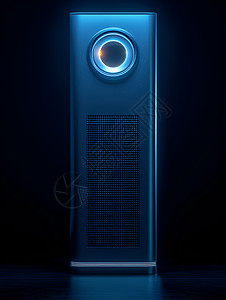 蓝色的竖直电暖器高清图片