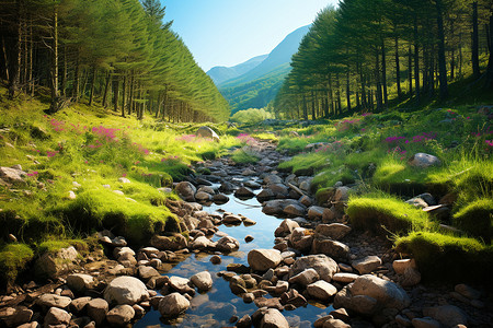 绿野山溪背景