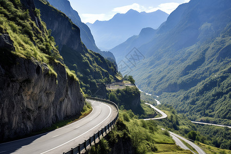 山间蜿蜒的道路背景图片