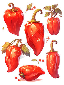 红色的辣椒插图背景图片