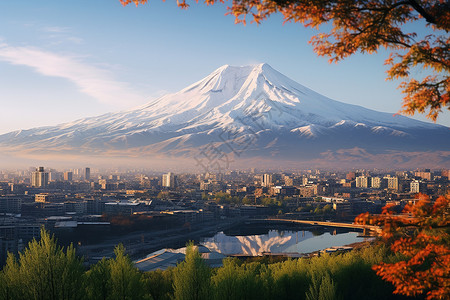 山水城市风景背景图片