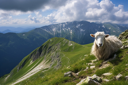 牧羊者牧羊山景背景