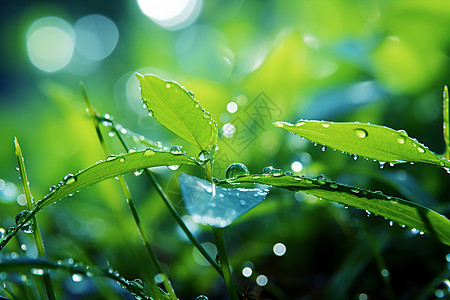 24节气之谷雨水滴翠绿之美背景