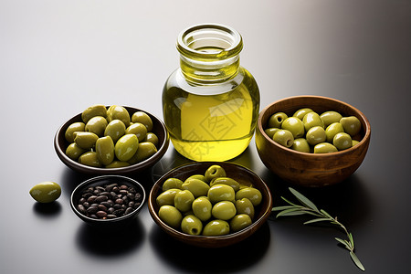 新鲜健康的橄榄油背景图片