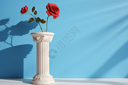 石膏柱子里的玫瑰背景图片