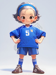 足球上衣穿着蓝色运动装的女孩插画