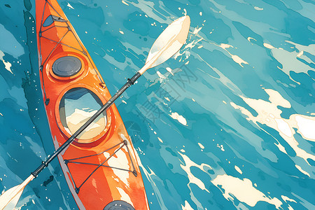 水彩皮划艇背景图片