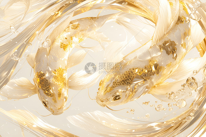 波光粼粼的金鱼图片