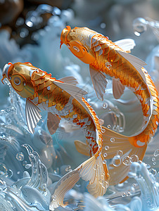 琉璃金鱼工艺品背景图片