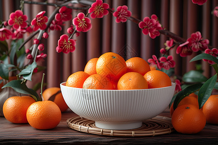 橙色果实迎春盛景背景