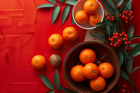 喜庆的新年橘子背景图片