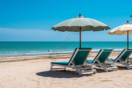 夏日畅享悠享夏日阳伞海滩背景