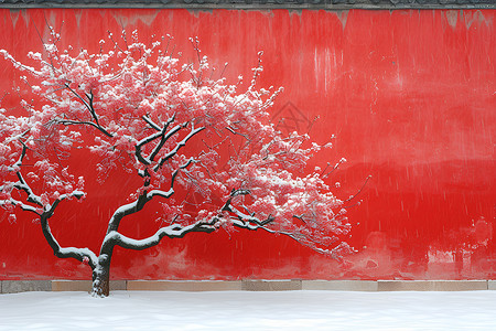 皇家孟加拉虎皇家禅意雪中美景插画