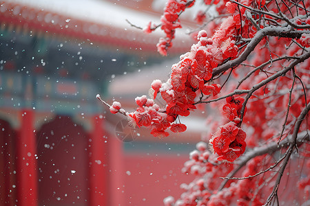 冬季的梅花背景图片
