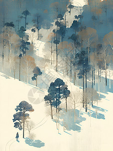 雪地森林背景图片