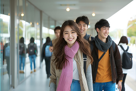 教学楼里的学生背景图片