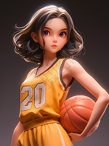篮球3d素材女子篮球运动员插画