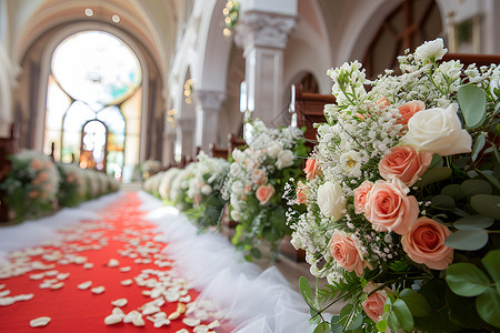 红地毯婚礼花海背景
