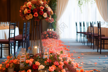 婚礼餐具婚礼花束背景