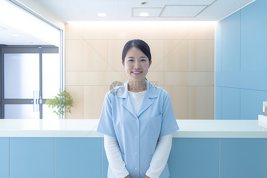 前台微笑的女护士图片
