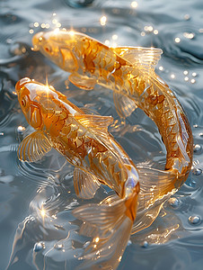 金色的鱼金水中金鲤插画