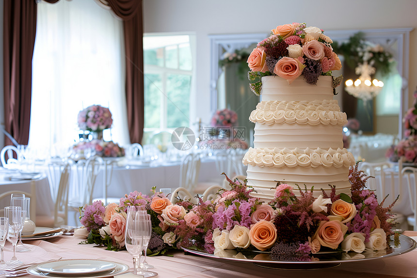 装饰精美的婚礼蛋糕图片