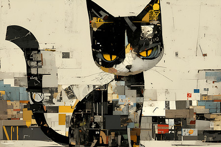 街头涂鸦可爱的猫咪背景图片