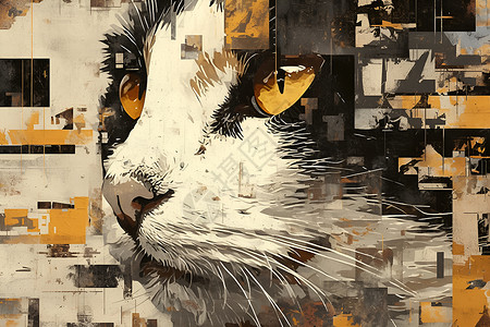街头猫咪壁画背景图片