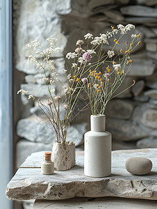 花瓶中美观的植物背景图片