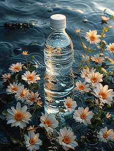 水瓶和雏菊背景图片