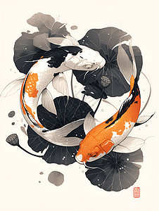 鲤鱼戏莲背景图片