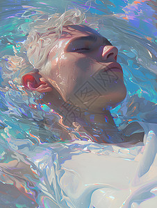 水中漂浮的男孩背景图片