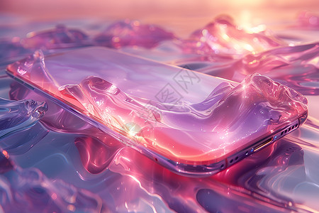 透明手机壳浪漫水中的粉色手机壳插画