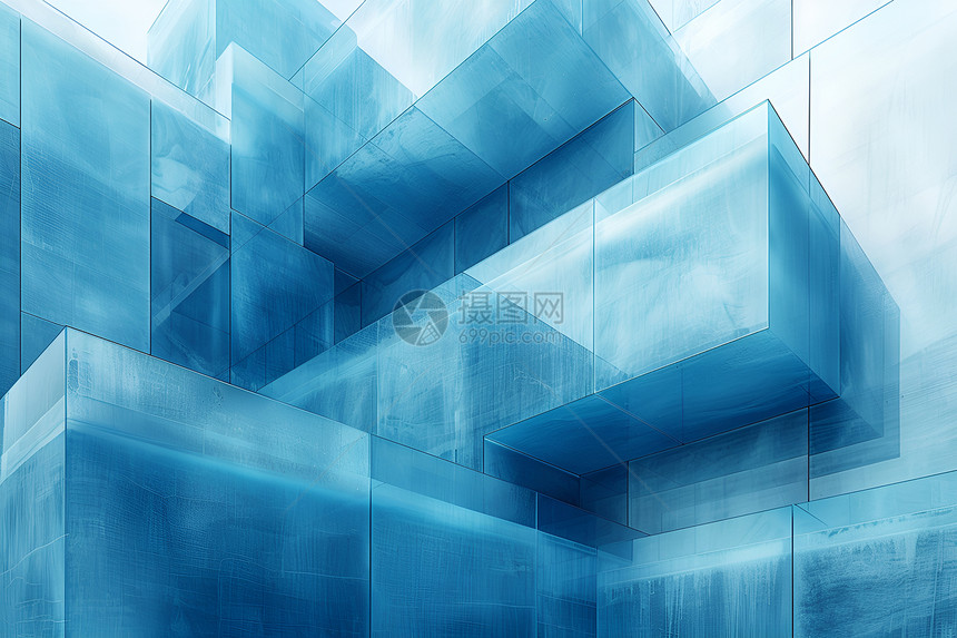 冰蓝色的几何玻璃纹理图片