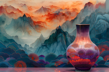 碧玉玻璃下的花瓶背景图片