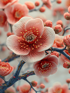 孤立绽放的梅花高清图片