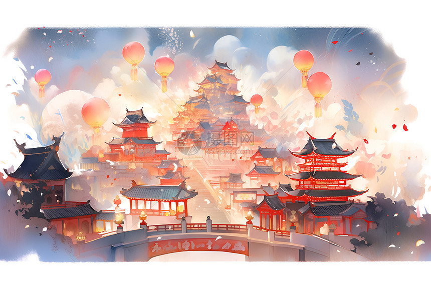 中国新年的盛大庆祝图片