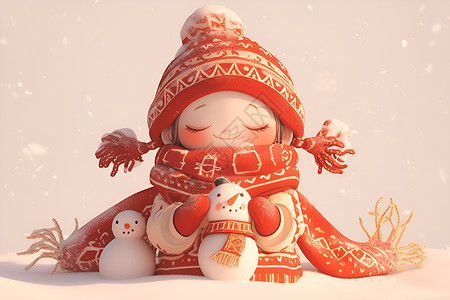 玩偶和雪人背景图片