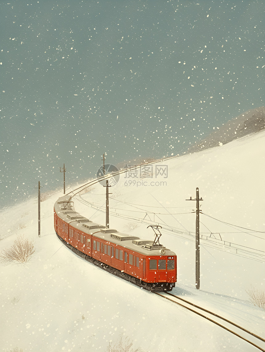 雪中航行的列车图片