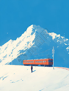 穿越雪景的火车背景图片