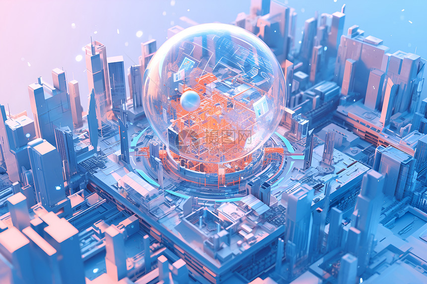 玻璃球中的未来城市图片