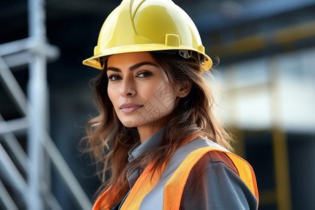 工程女人建筑工地上的女工程师背景