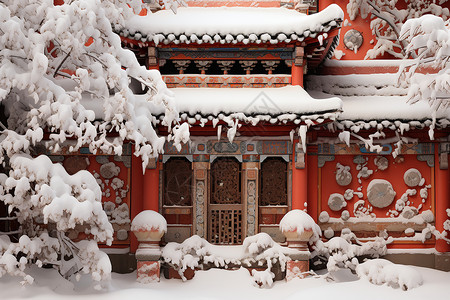 冬日红楼背景图片