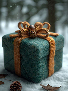 毛绒素材绿色礼品盒背景