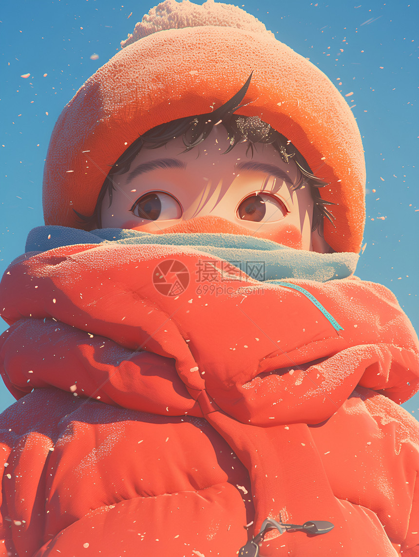 冬日里的小女孩图片
