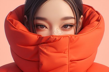 寒冬中的红衣女子背景图片