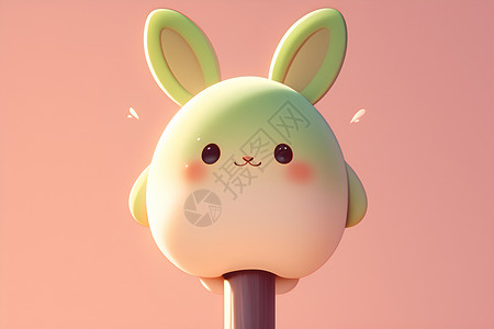一只呆萌的绿色兔子背景图片