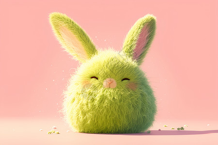 一只绿色的兔子背景图片