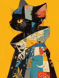 五彩斑斓的猫背景图片
